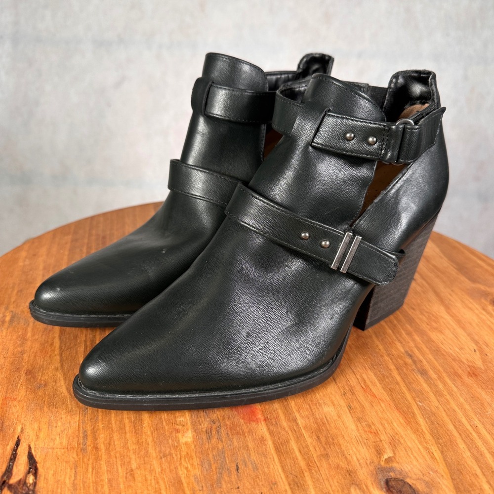 Soul Naturalizer Ankle Boots Womens 7.5W Black Cutout Buckle Strappy Booties